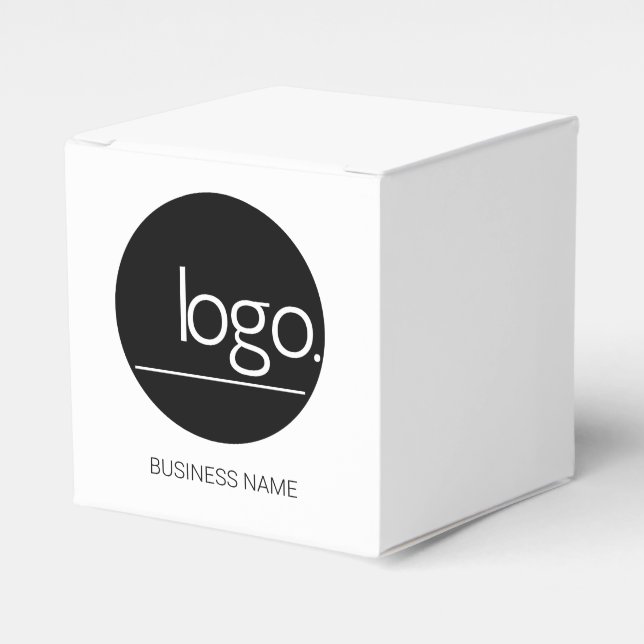 ADD YOUR OWN LOGO SIMPLE WHITE BUSINESS COMPANY  FAVOUR BOX (Front Side)