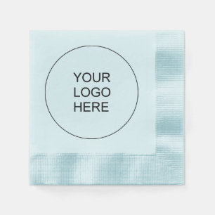 Add Your Own Logo Text Here Blue Coined Cocktail Napkin