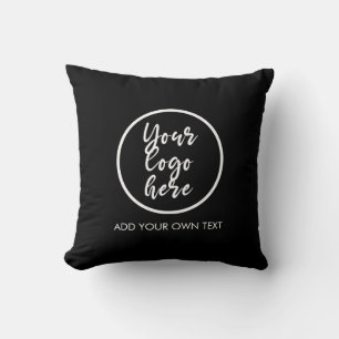 Add Your Own Logo Text Simple Modern Black Cushion