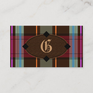 Add Your Own Monogram Preppy Plaid Business Cards