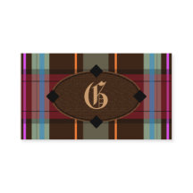 Add Your Own Monogram Preppy Plaid Business Cards