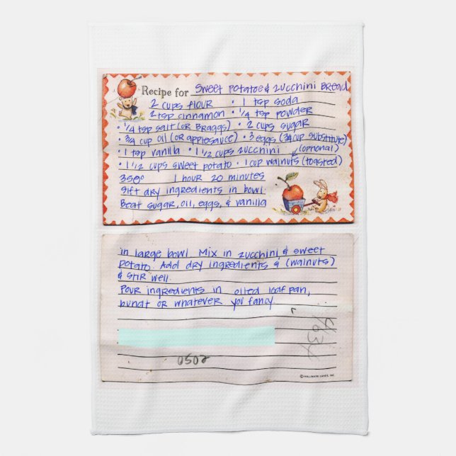 Add your own mum grandma's favourite recipe custom tea towel (Vertical)