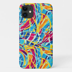 Add your own pattern Cute modern retro 60s Blue iPhone 11 Case