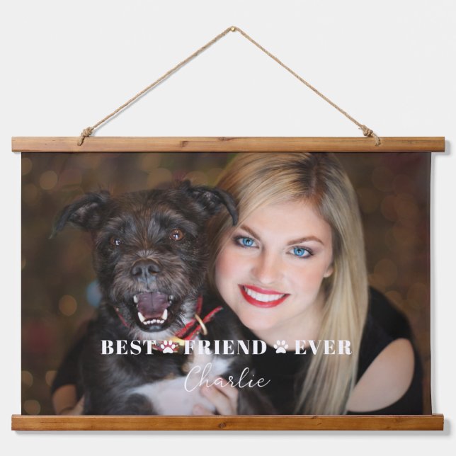 Add Your Own Personalised Dog Photo and Name Hanging Tapestry (Front)