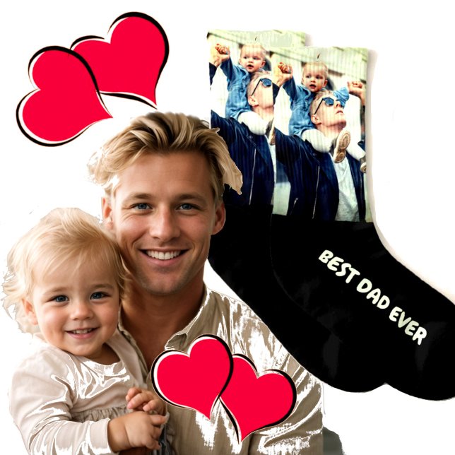 Add your own personalized text and photo socks (Best dad ever photo and text socks)
