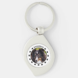 Add Your Own Pet Photo - With Name & Paws Key Ring