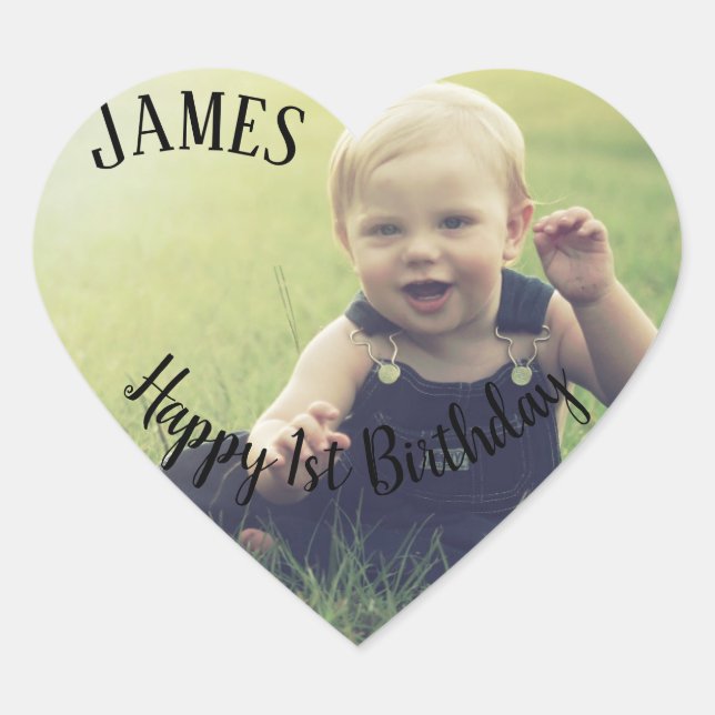 Add your own photo 1st Birthday name Sticker (Front)