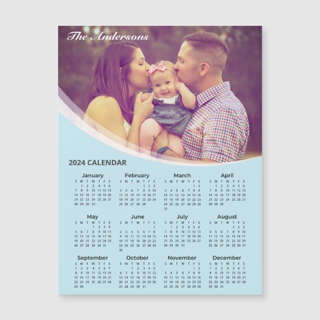 Add Your Own Photo 2024 Calendar | Magnetic Card (Front)