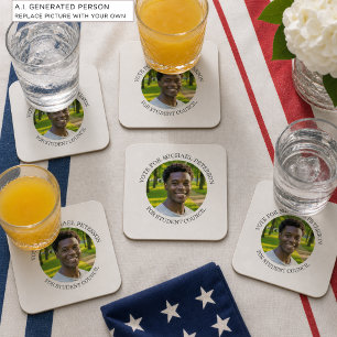 Add Your Own Photo and Election Campaign Title Square Paper Coaster