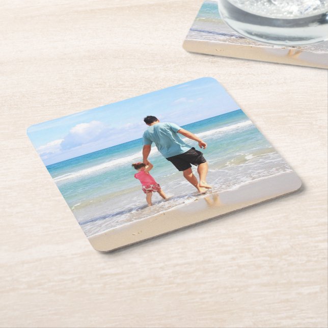 Add Your Own Photo and/or Text Square Paper Coaster (Angled)