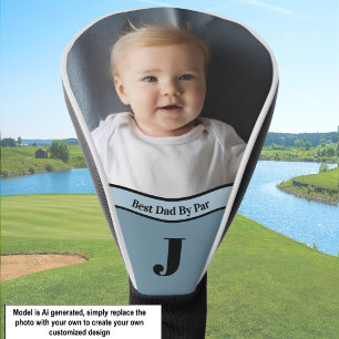 Add your own photo Best Dad blue personalised Golf Head Cover