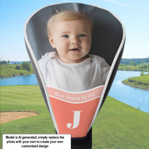 "Add your own photo" Best Mama template orange mum Golf Head Cover