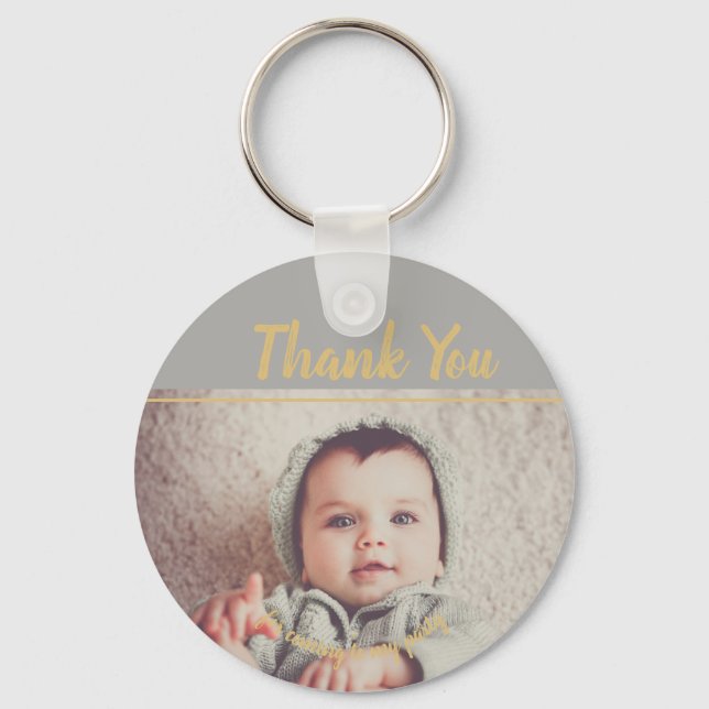 Add Your Own Photo Birthday Thank You Key Ring (Front)