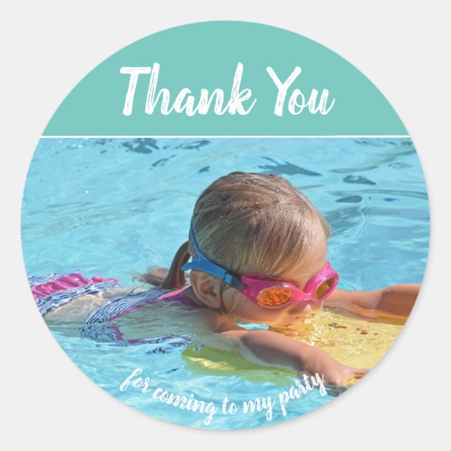 Add Your Own Photo Birthday Thank You Stickers (Front)