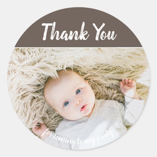 Add Your Own Photo Birthday Thank You Stickers (Front)