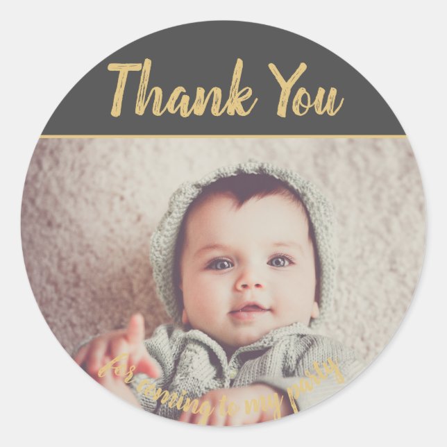 Add Your Own Photo Birthday Thank You  Stickers (Front)