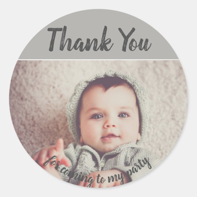 Add Your Own Photo Birthday Thank You  Stickers (Front)