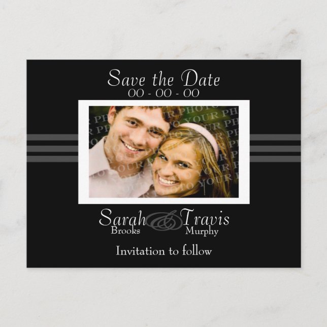 Add your own photo - Black Announcement Postcard (Front)