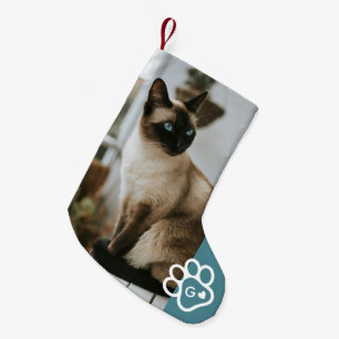 Add Your Own Photo Cat Pets Monogram Small Christmas Stocking
