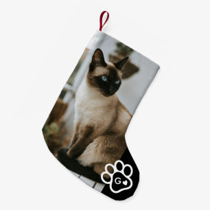 Add Your Own Photo Cat Pets Monogram Small Christmas Stocking