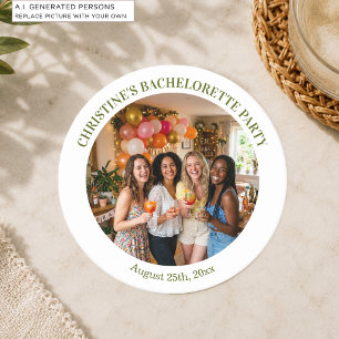 Add Your Own Photo Chic Bachelorette Party Round Paper Coaster