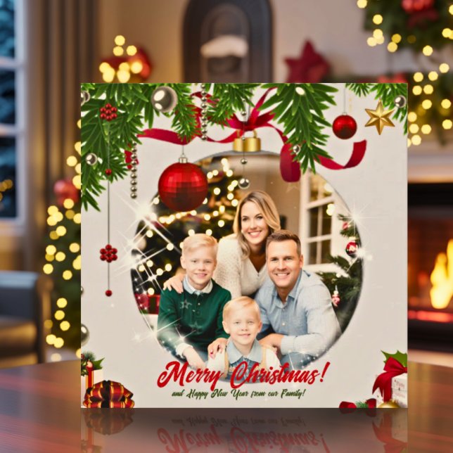 Add Your Own Photo Christmas Ornament Card! Holiday Card (Creator Uploaded)
