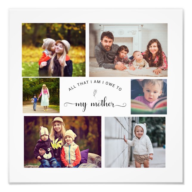 Add your own Photo Collage Mother Best Mum Quote (Front)