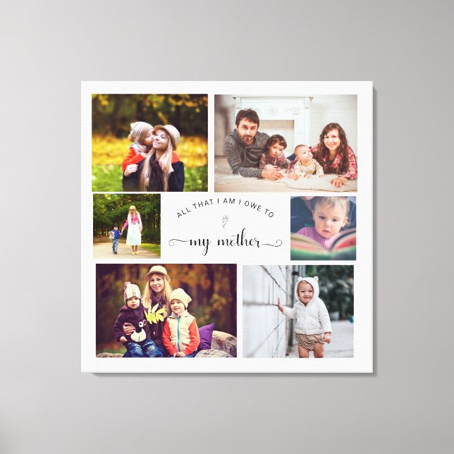 Add your own Photo Collage Mother Best Mum Quote Canvas Print (Front)