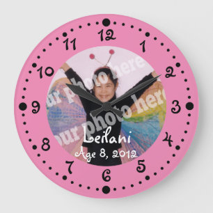 Add Your Own Photo Cute Pink Clock W/ Minutes