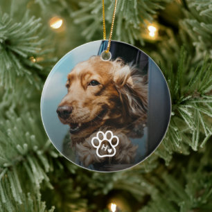 Add Your Own Photo Dog Pets Monogram Ceramic Tree Decoration