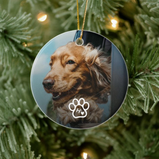 Add Your Own Photo Dog Pets Monogram Ceramic Tree Decoration (Tree)