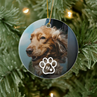 Add Your Own Photo Dog Pets Monogram Ceramic Tree Decoration