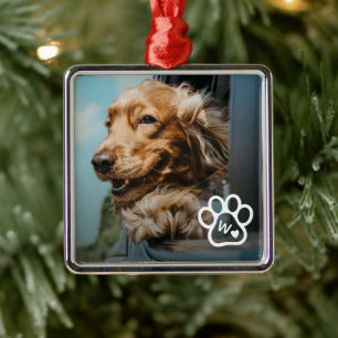 Add Your Own Photo Dog Pets Monogram Metal Tree Decoration
