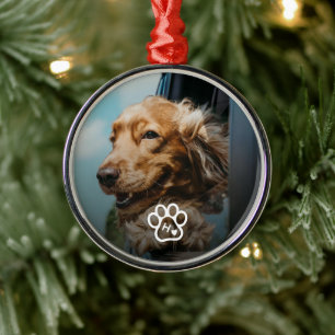 Add Your Own Photo Dog Pets Monogram Metal Tree Decoration