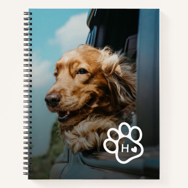 Add Your Own Photo Dog Pets Monogram Notebook (Front)
