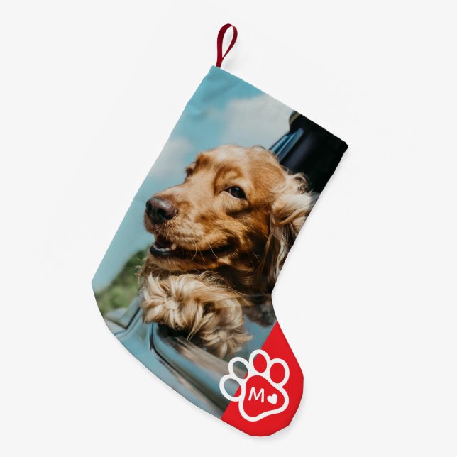Add Your Own Photo Dog Pets Monogram Small Christmas Stocking (Front (Hanging))