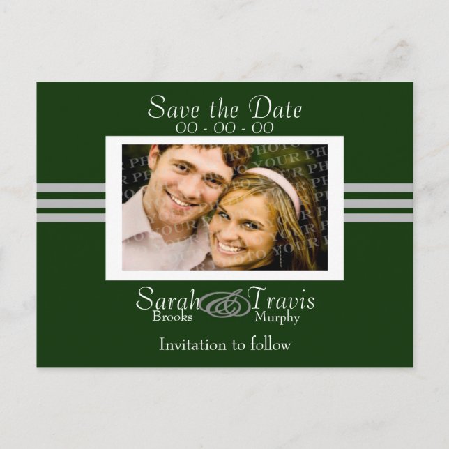 Add your own photo - Green Announcement Postcard (Front)