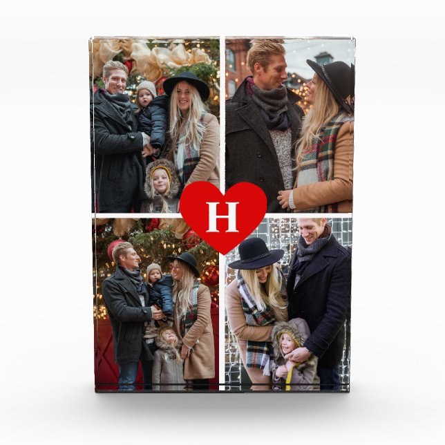 Add Your Own Photo Heart Monogrammed Photo Block (Front)