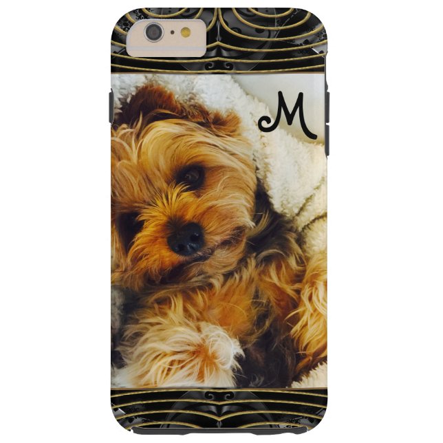 Add Your Own Photo Lazy Yorkie Monogram Case-Mate iPhone Case (Back)