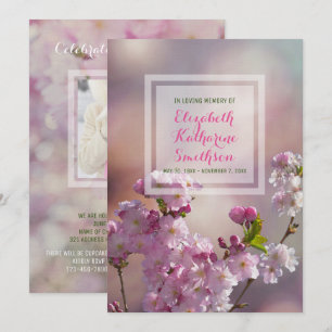 Add Your Own Photo Memorial Pink Cherry Blossoms Invitation