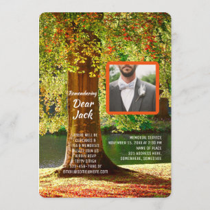 Add Your Own Photo Memorial Service Fall Autumn Invitation