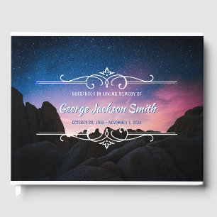 Add Your Own Photo Memorial Service Night Sky Guest Book
