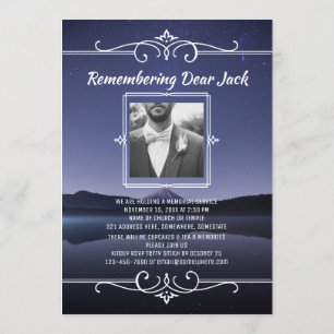 Add Your Own Photo Memorial Service Night Sky Invitation