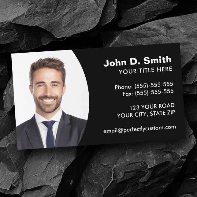 Add your own photo modern professional black business card (Add your own photo modern professional black business card)