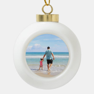 Add Your Own Photo or Text Ceramic Ball Christmas Ornament