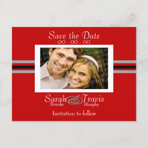 Add your own photo - Red Announcement Postcard