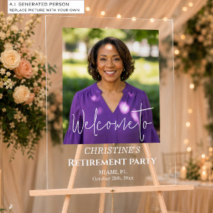 Add Your Own Photo Retirement Party Welcome Acrylic Sign