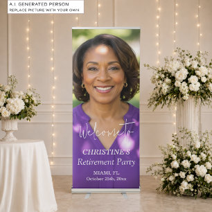 Add Your Own Photo Retirement Party Welcome Retractable Banner