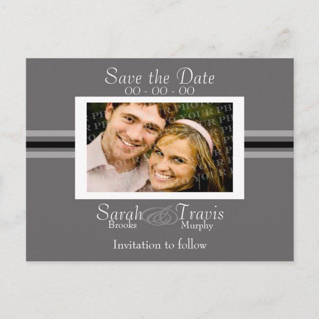 Add your own photo - Silver Announcement Postcard (Front)