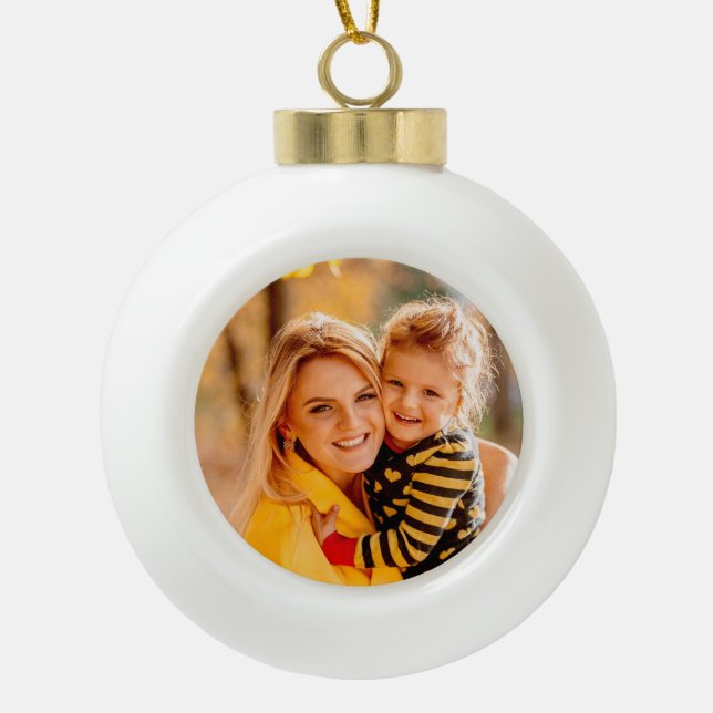 Add Your Own Photo Template Ceramic Ball Christmas Ornament (Front)